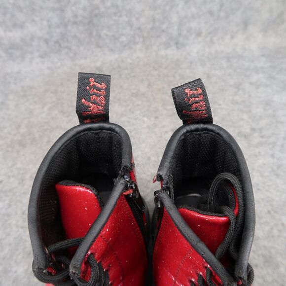Dr Martens Shoes Kids 3 Boots Cosmic Glitter 1460 Junior Red Lace Up Zip Combat - Picture 14 of 14